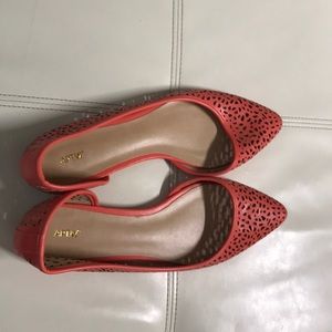 Coral color dress shoe flats